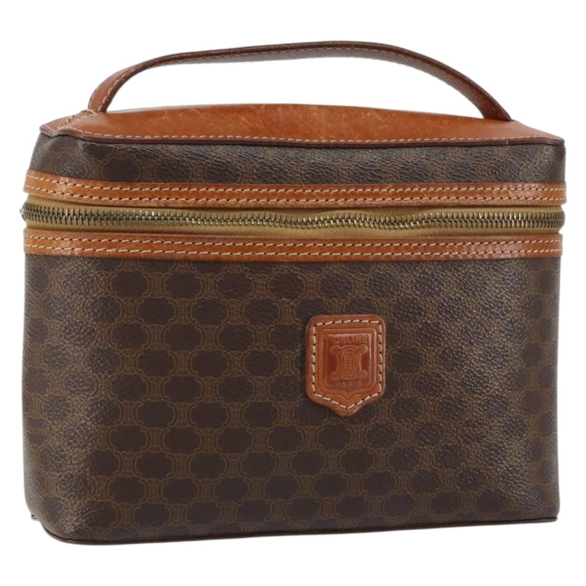 Celine Macadam Vanity Bag Canvas Brown Canvas Clutche & Pouche Bag