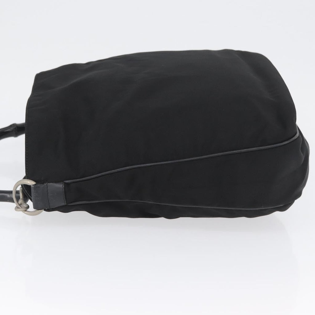 Gucci Vintage Bamboo Handle Bag Nylon Black Nylon Handbag (Pre-Owned)