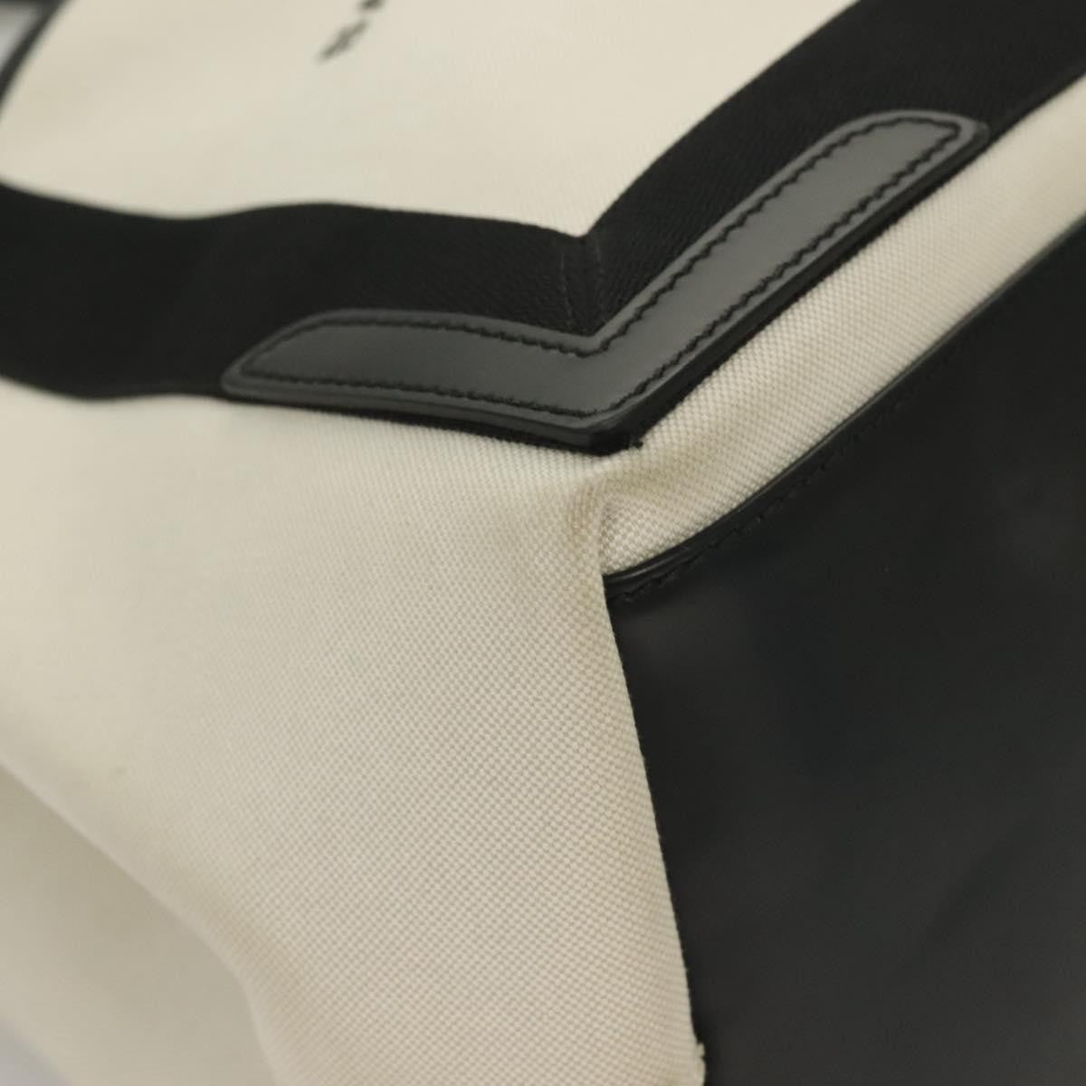 Balenciaga Navy Cabas Canvas With Leather White Canvas Tote Bag