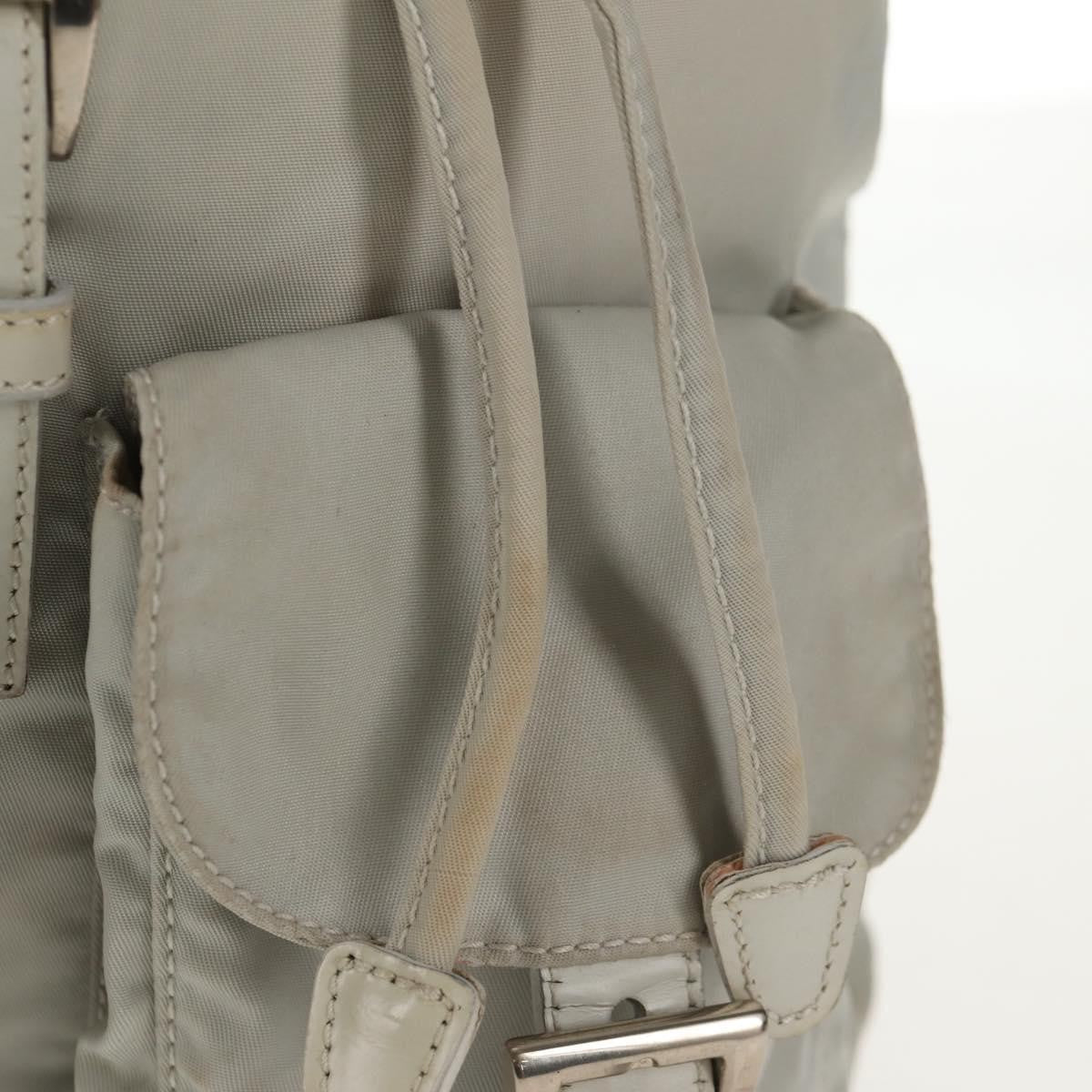 Prada Double Pocket Backpack Chain Shoulder Bag Re-Nylon Gray Nylon Backpack Bag
