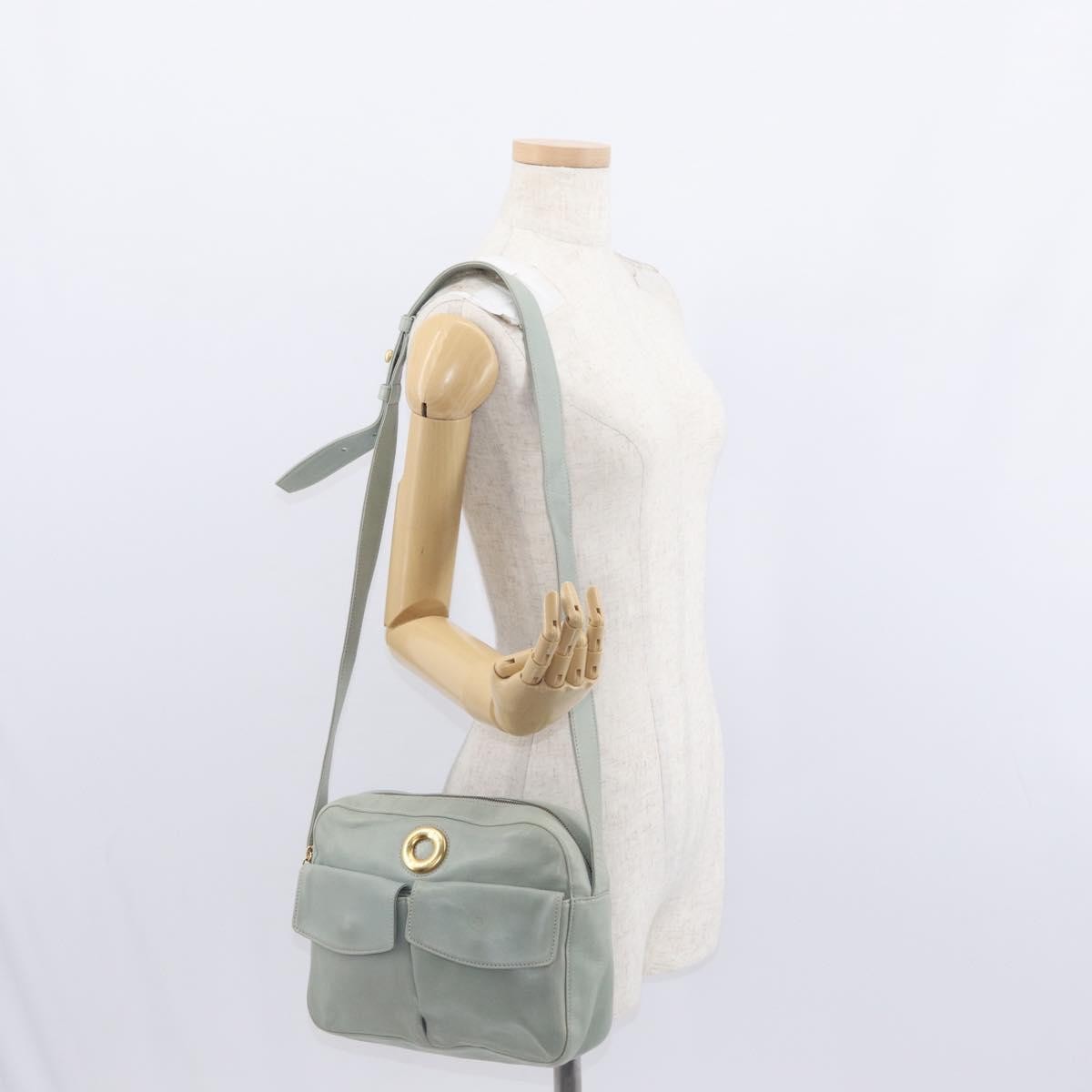 Celine Circle Logo Leather Green Leather Shoulder Bag Bag