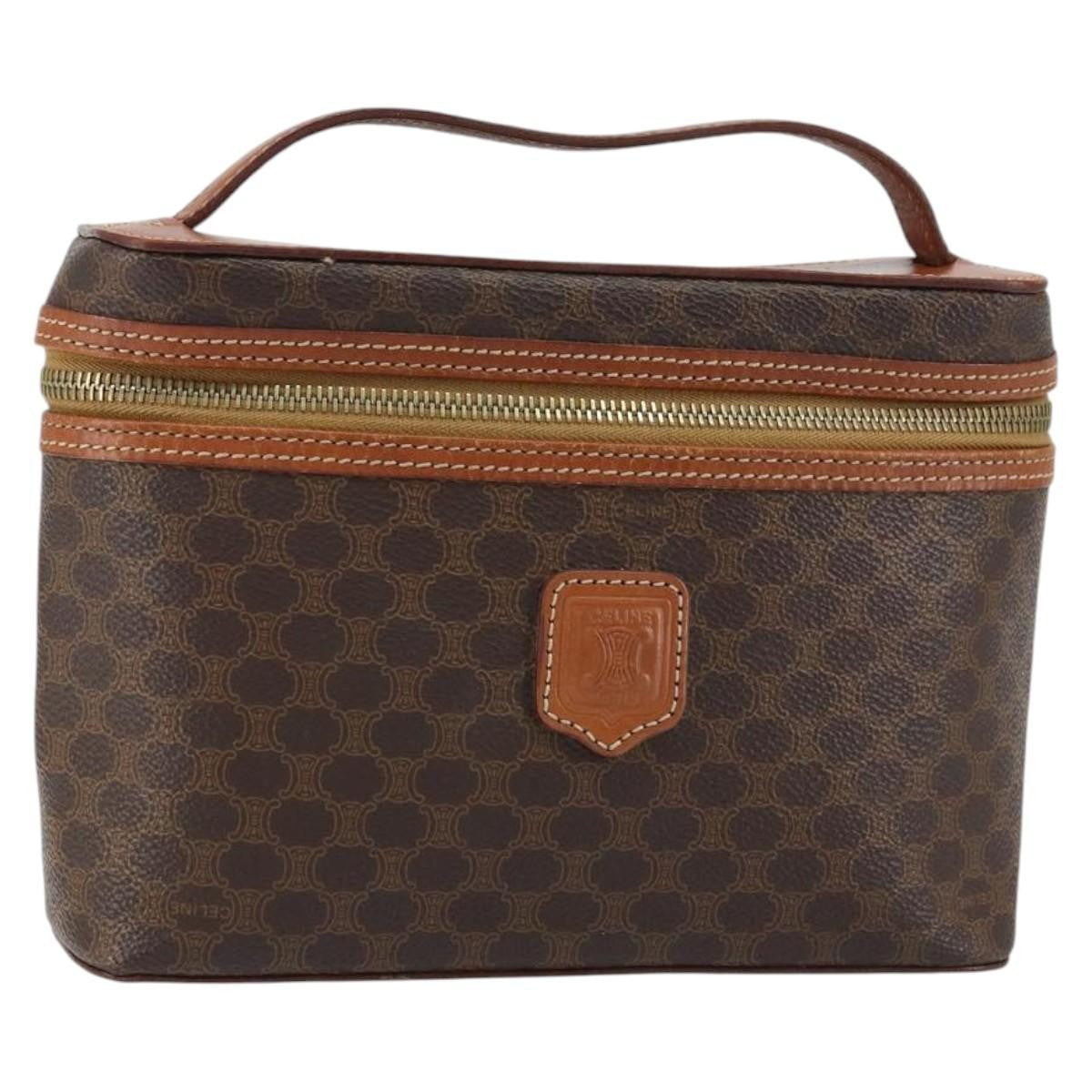 Celine Macadam Vanity Bag Canvas Brown Canvas Handbag