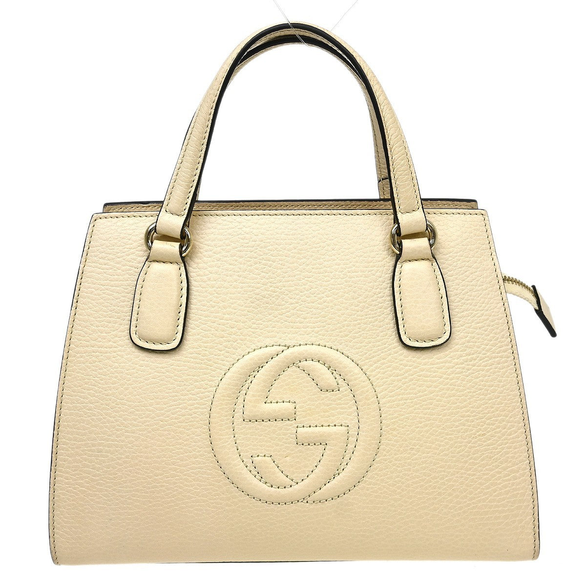 Gucci Soho Shoulder Bag Leather White Leather Handbag (Pre-Owned)