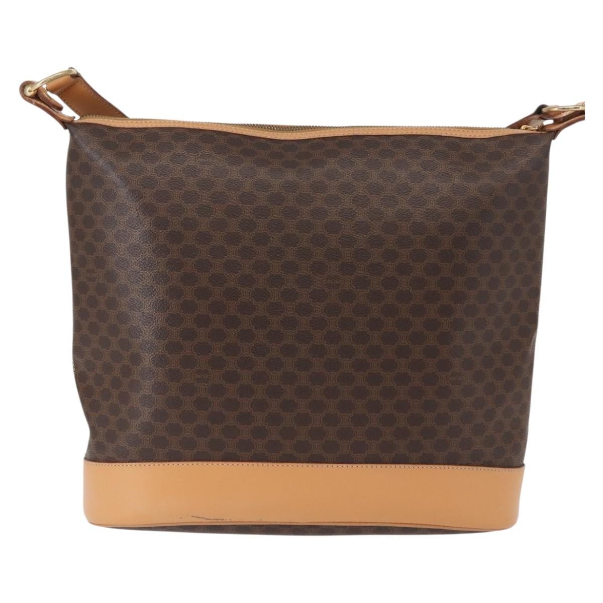 Celine Vintage Macadam Shoulder Bag Canvas And Leather Brown Canvas Shoulder Bag Bag