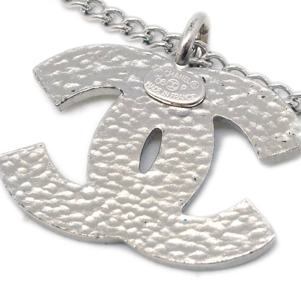 Chanel Cc Logo Pendant Necklace Metal Silver Silver_Plated Necklace Jewelry