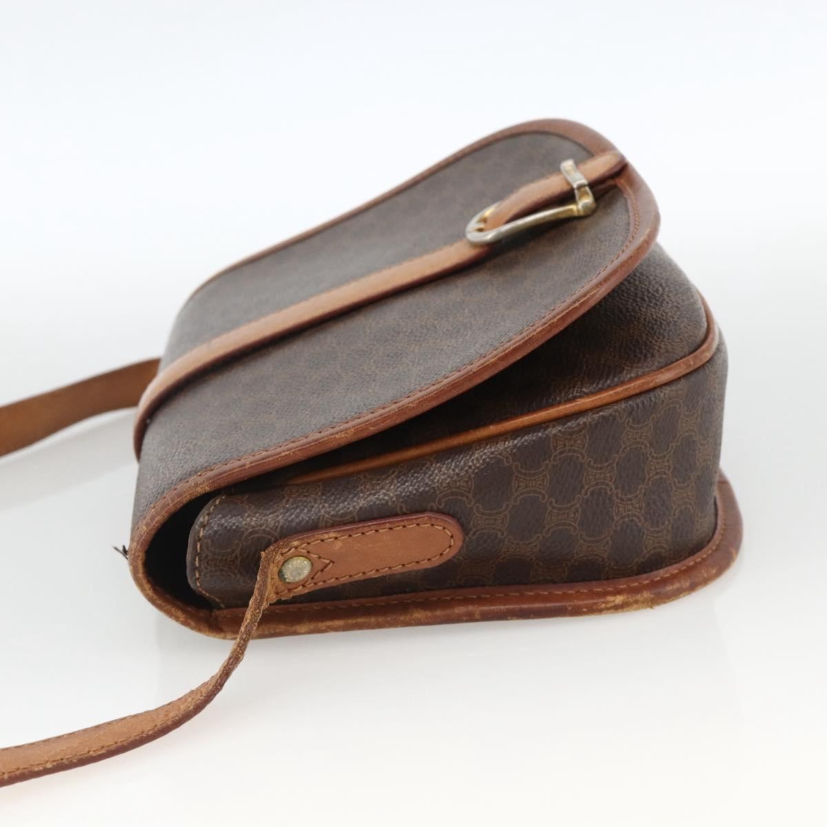 Celine Vintage Macadam Shoulder Bag Canvas And Leather Brown Canvas Shoulder Bag Bag