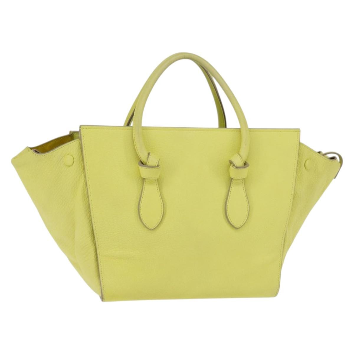 Celine Tie Knot Tote Smooth Leather Yellow Leather Bag