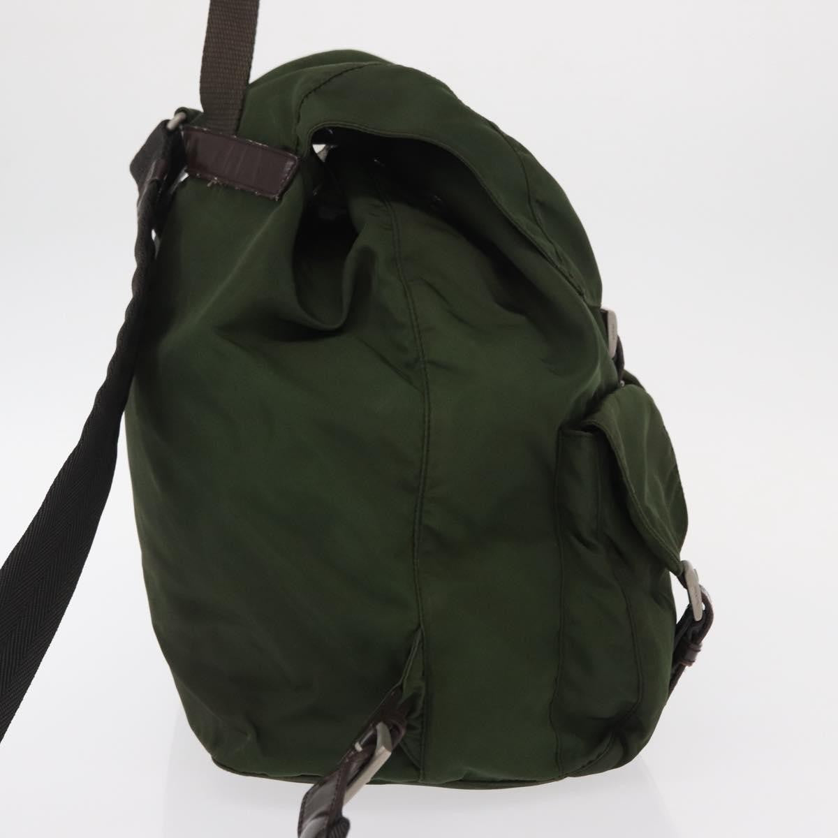 Prada Double Front Pocket Backpack Tessuto Khaki Nylon Backpack Bag