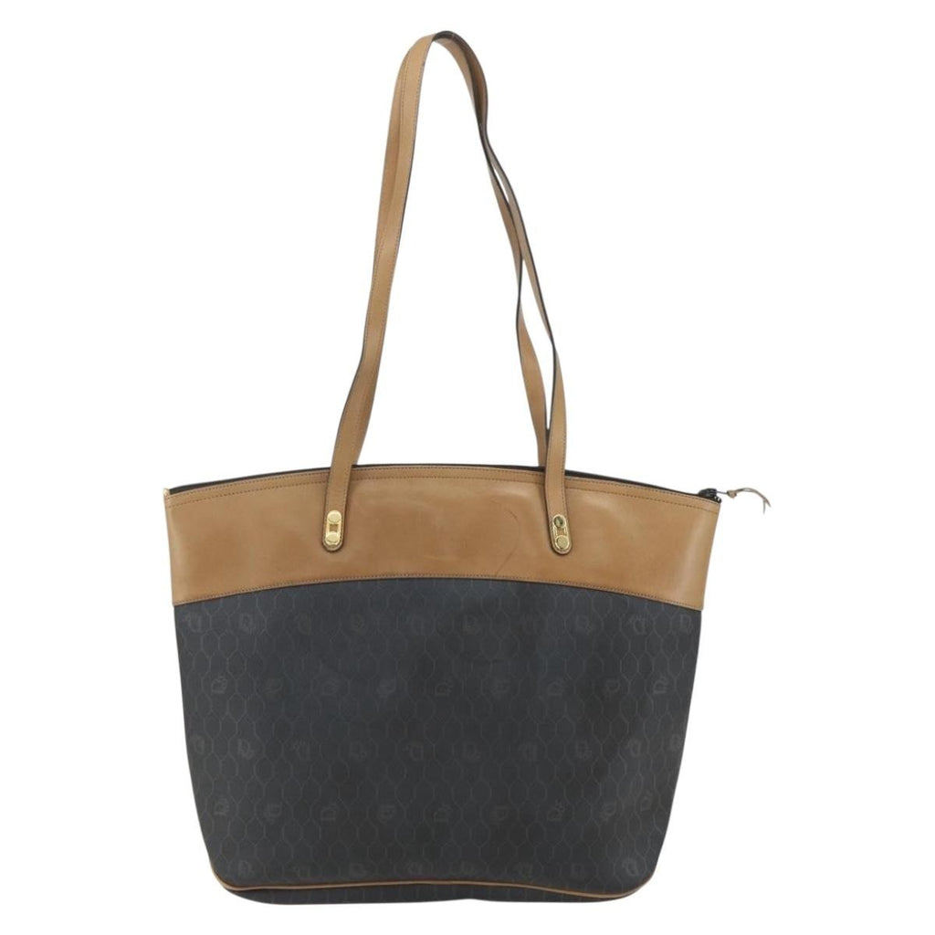 Christian Dior Vintage Honeycomb Tote Bag Canvas Black Canvas Tote Bag Bag (Pre-Owned)