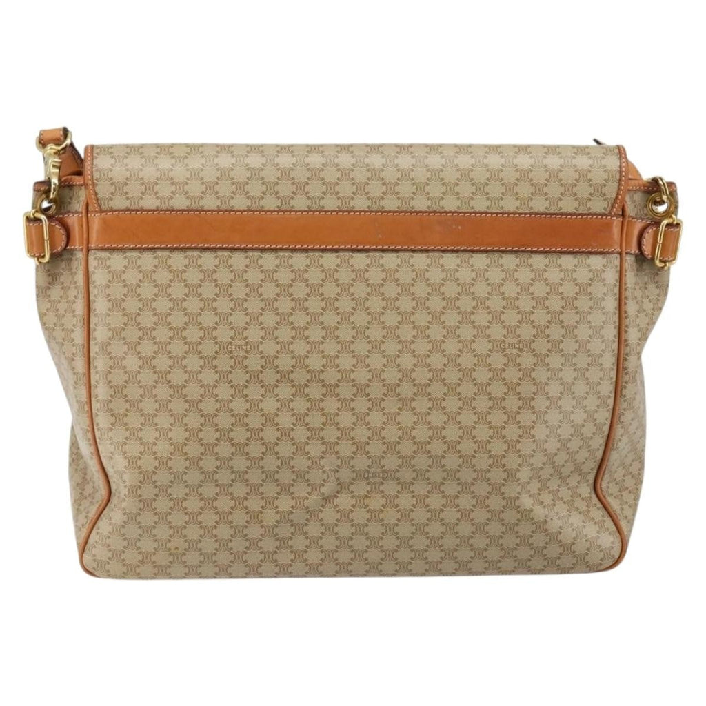 Celine Macadam Shoulder Bag Pvc Leather Beige Canvas Bag