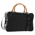 Gucci Vintage Bamboo Handle Bag Nylon Black Nylon Handbag (Pre-Owned)