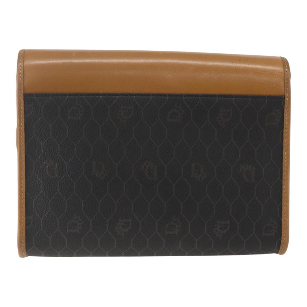 Christian Dior Vintage Honeycomb Shoulder Bag Canvas And Leather Black Pvc Shoulder Bag Bag (Pre-Owned)