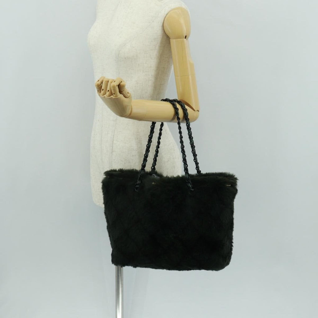 Chanel Chain Tote Lapin Fur Green Fur Tote Bag Bag