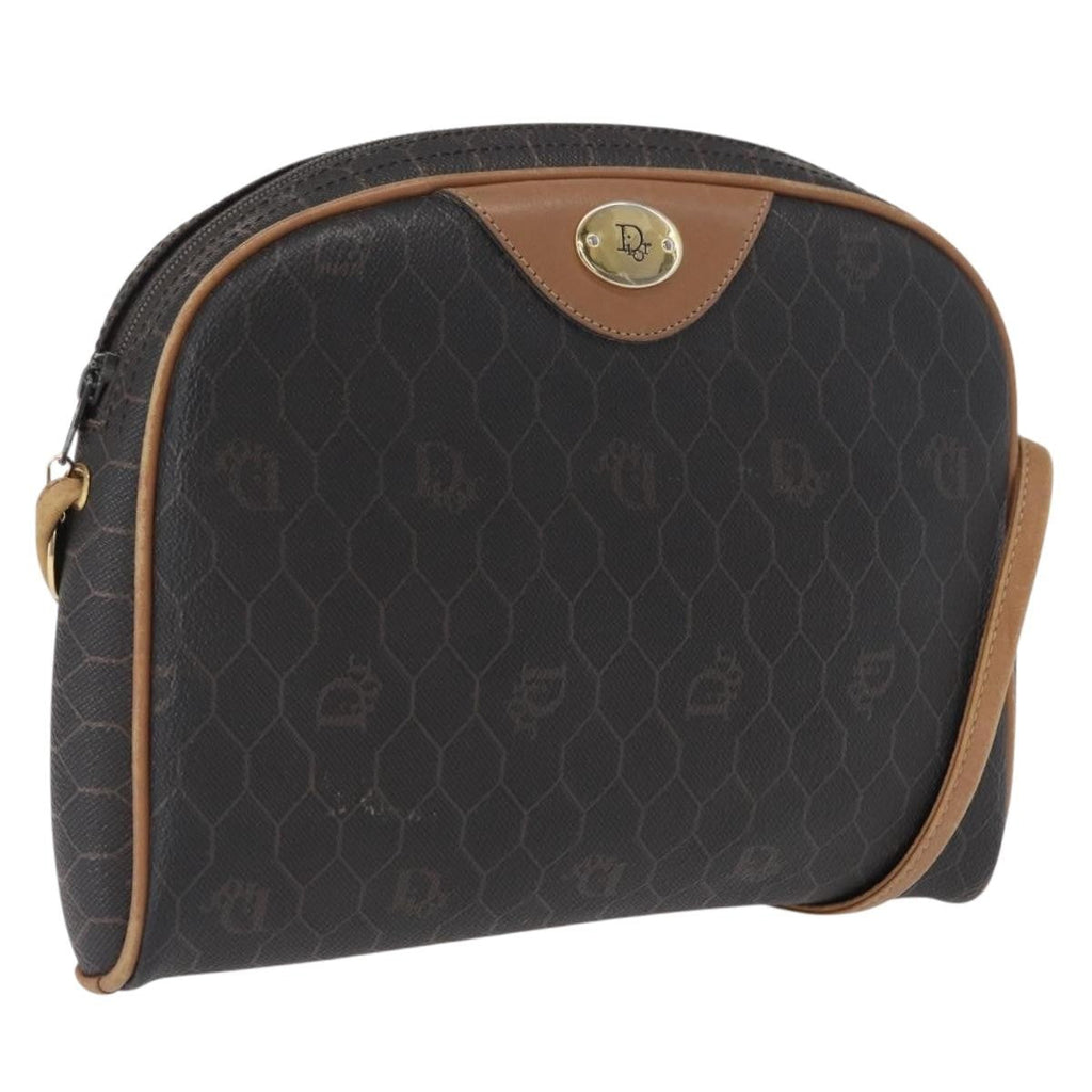 Christian Dior Vintage Honeycomb Shoulder Bag Canvas And Leather Black Canvas Shoulder Bag Bag (Pre-Owned)