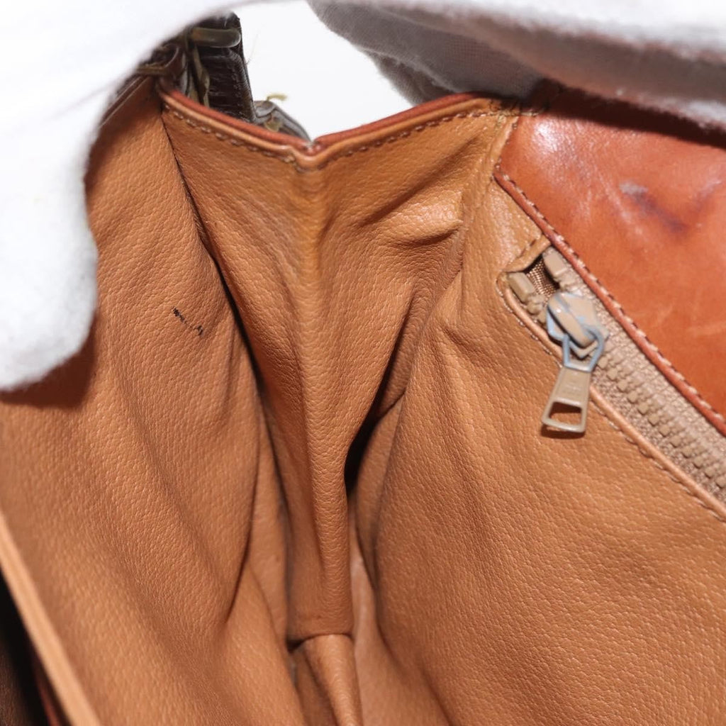 Celine Vintage Macadam Shoulder Bag Canvas And Leather Beige Canvas Shoulder Bag Bag