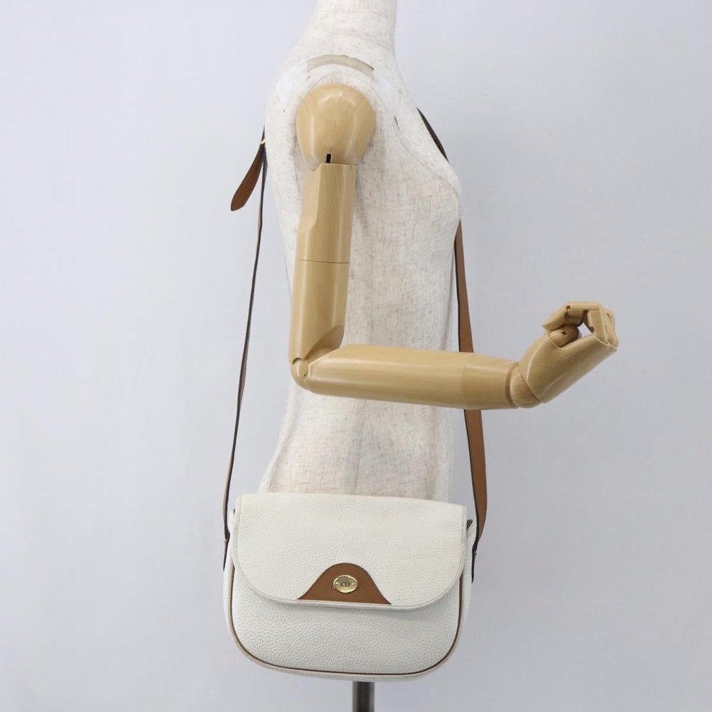 Christian Dior Vintage Shoulder Bag Leather White Leather Shoulder Bag Bag (Pre-Owned)