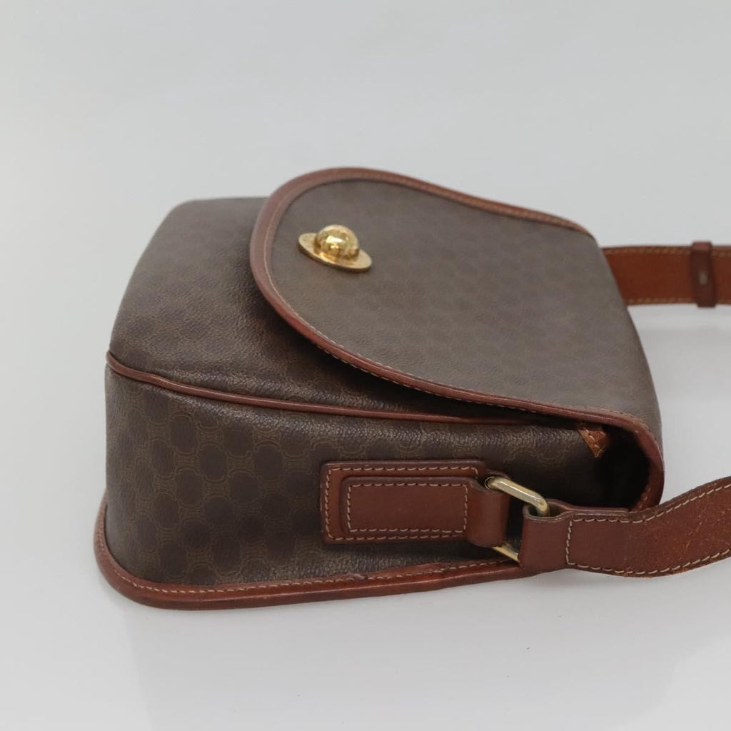 Celine Vintage Macadam Shoulder Bag Canvas And Leather Brown Canvas Shoulder Bag Bag