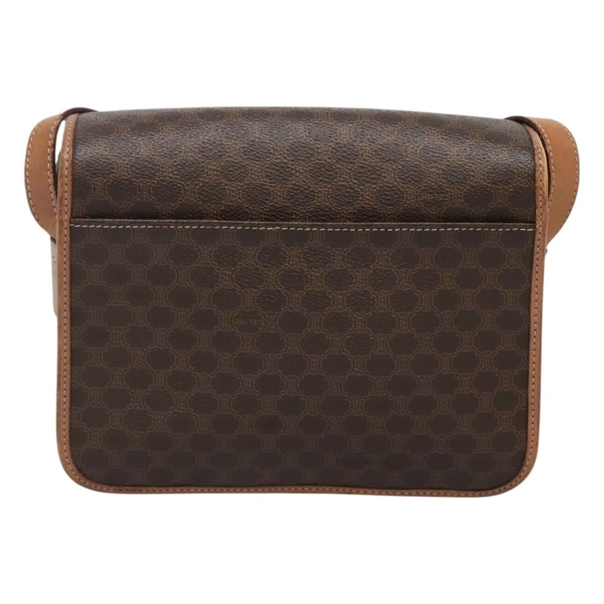 Celine Vintage Macadam Shoulder Bag Canvas And Leather Brown Canvas Shoulder Bag Bag