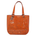 Chanel Cc No.5 Shopping Tote Perforated Patent Orange Patent_Leather Tote Bag Bag