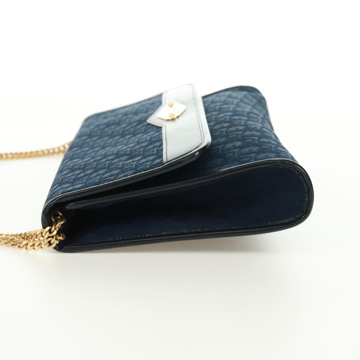 Christian Dior Vintage Chain Flap Shoulder Bag Diorissimo Canvas Navy Canvas Shoulder Bag Bag (Pre-Owned)