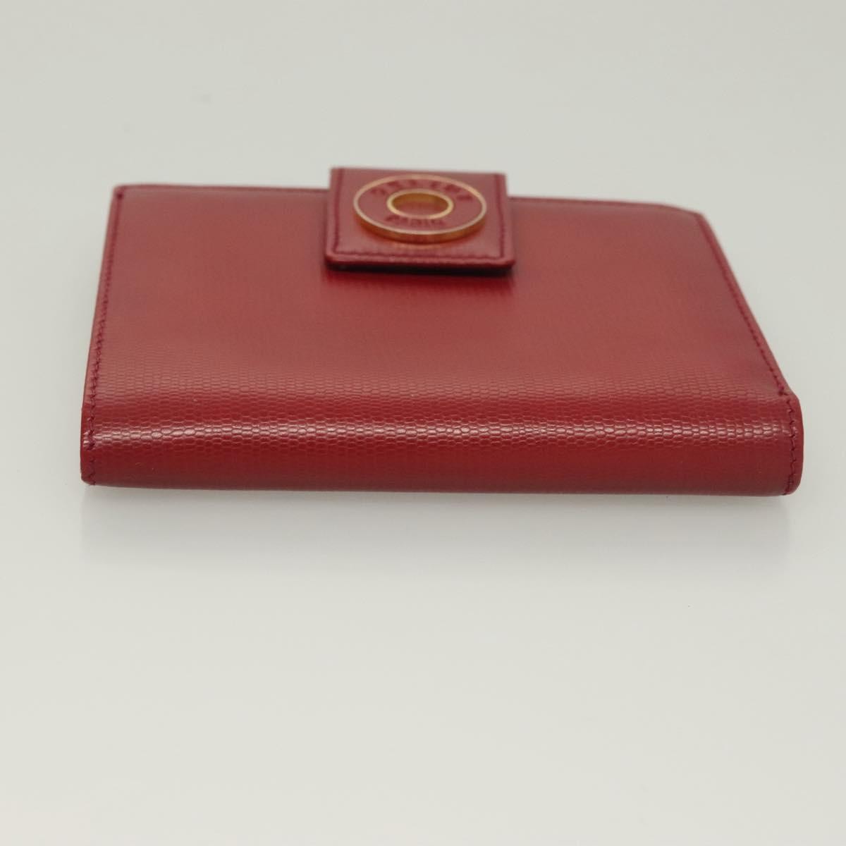 Celine Circle Logo Compact Wallet Leather Red Leather Wallets Accessory