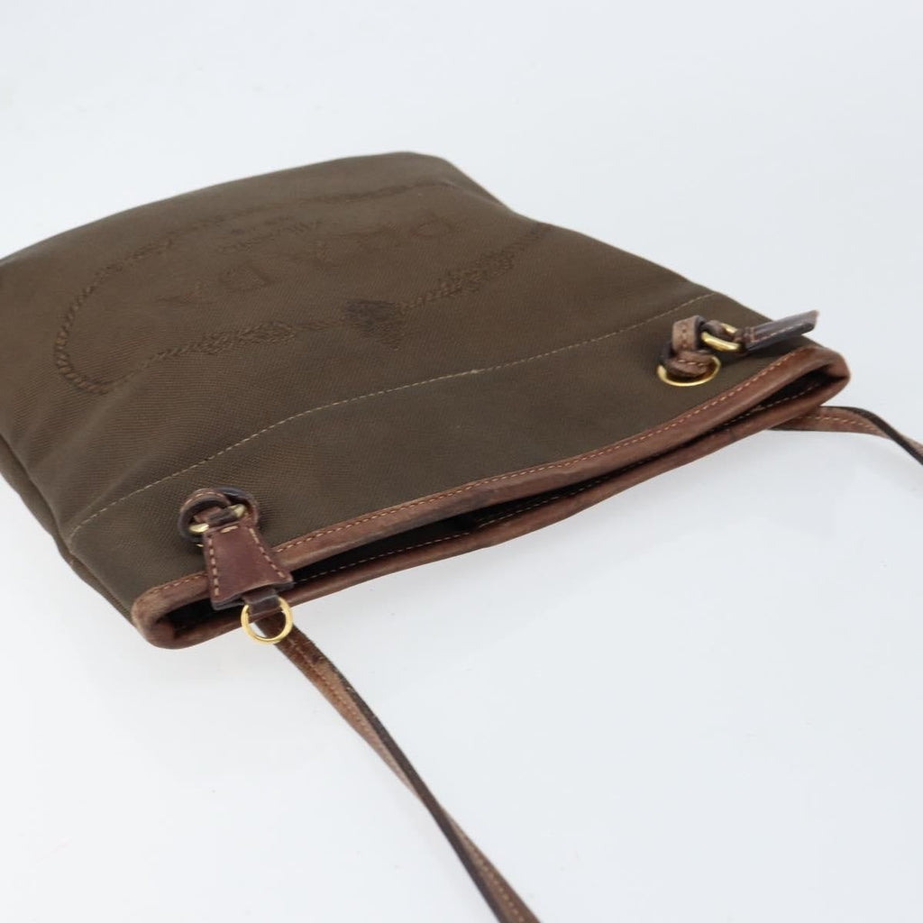 Prada Logo Flat Messenger Canvas Brown Canvas Shoulder Bag Bag