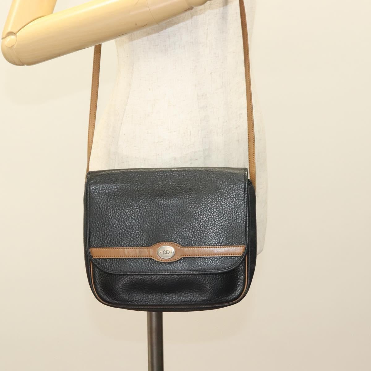 Christian Dior Vintage Trotter Crossbody Bag Leather Black Leather Clutche & Pouche Bag (Pre-Owned)