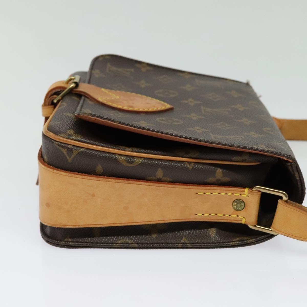 Louis Vuitton Cartouchiere Handbag Monogram Canvas Brown Canvas Shoulder Bag