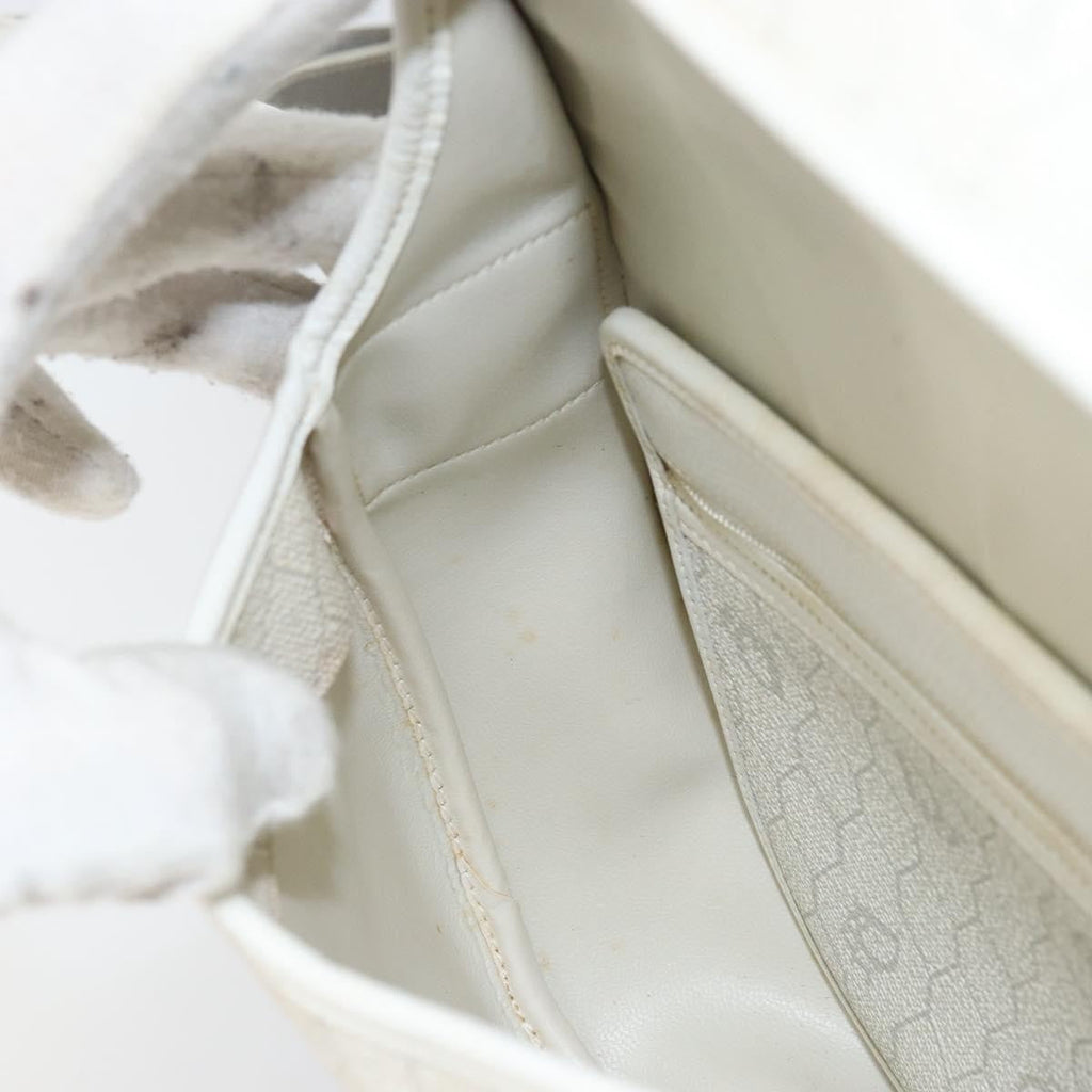 Christian Dior Vintage Honeycomb Flap Crossbody Bag Canvas And Leather White Canvas Shoulder Bag Bag (Pre-Owned)