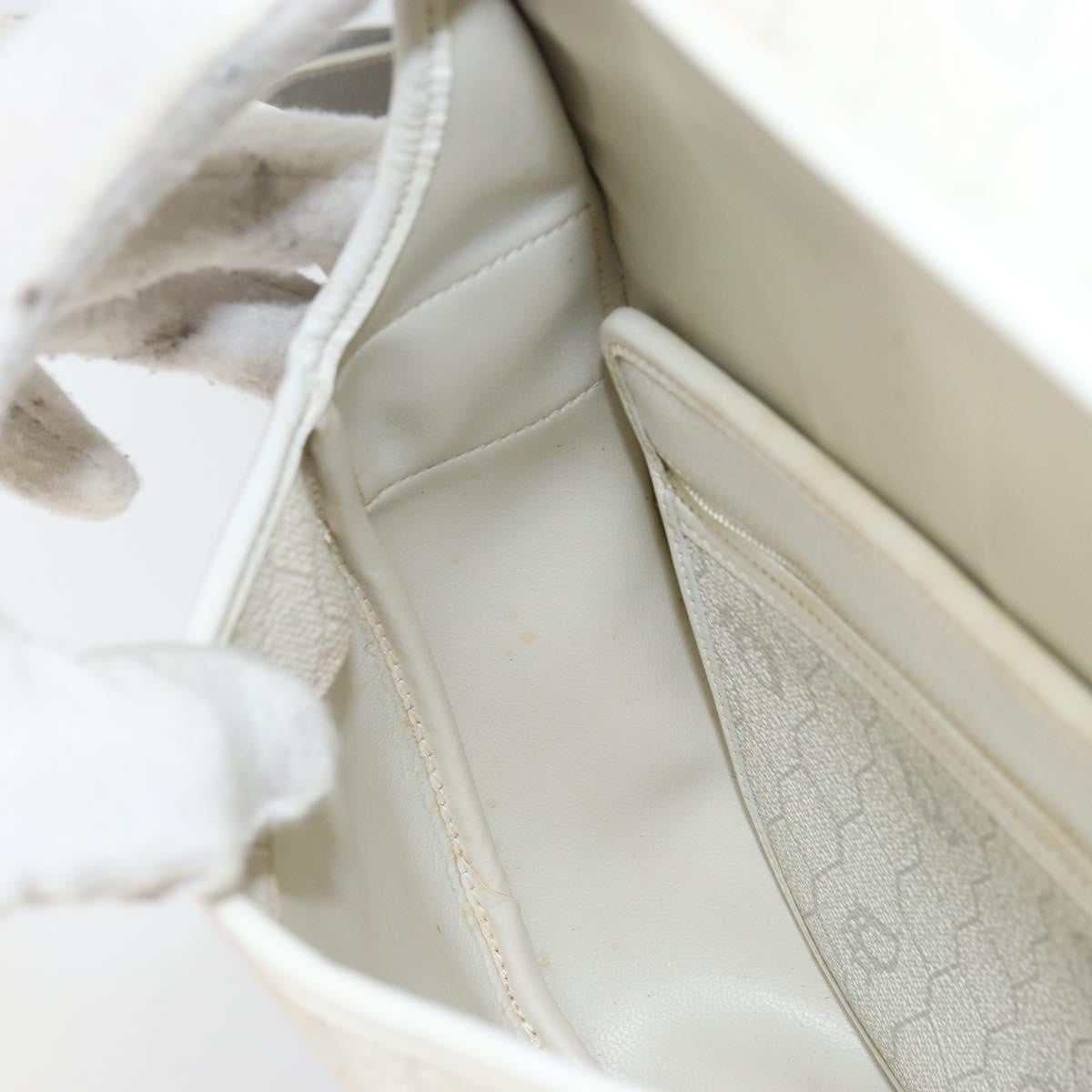 Christian Dior Vintage Honeycomb Flap Crossbody Bag Canvas And Leather White Canvas Shoulder Bag Bag (Pre-Owned)