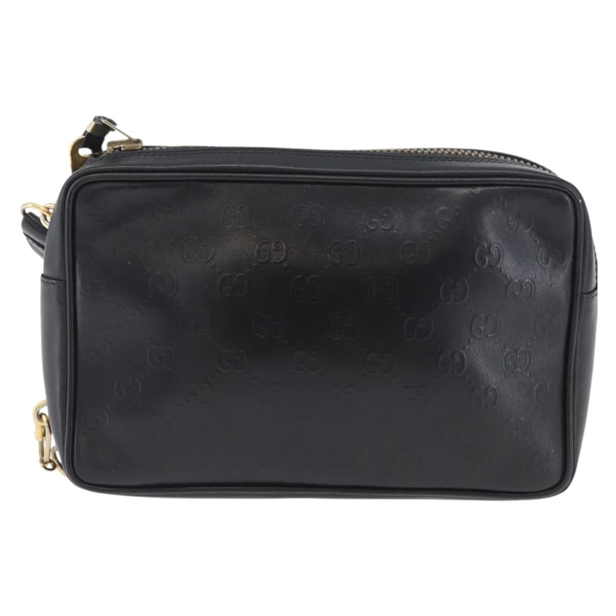 Gucci Vintage Clutch Bag Leather Black Leather Clutche & Pouche Bag (Pre-Owned)