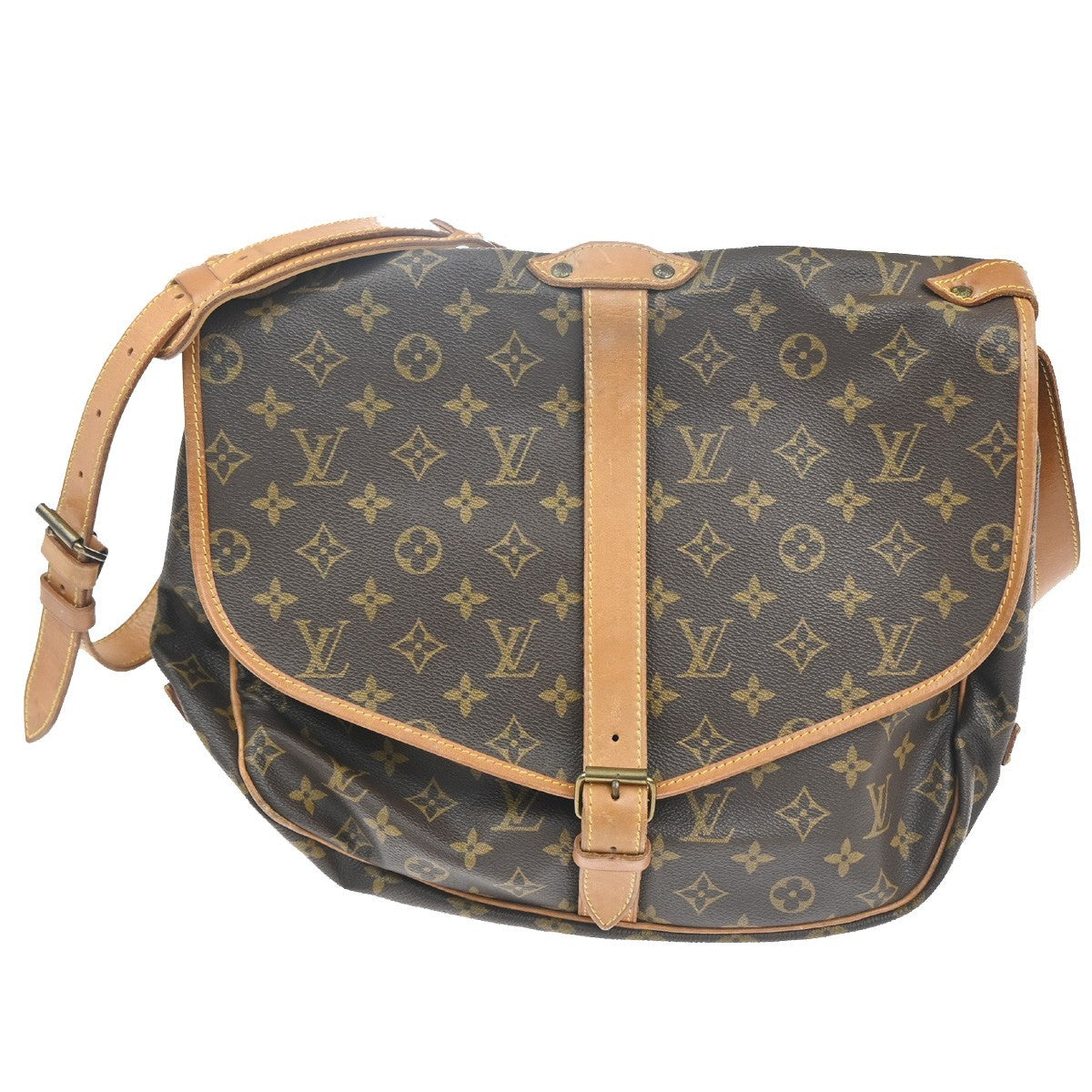 Louis Vuitton Saumur Handbag Monogram Canvas Brown Canvas Shoulder Bag