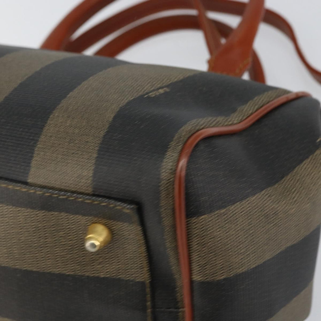 Fendi Vintage Pequin Convertible Boston Bag Coated Canvas Black Canvas Handbag