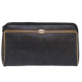 Christian Dior Vintage Honeycomb Zip Pouch Canvas And Leather Black Canvas Clutche & Pouche Bag (Pre-Owned)