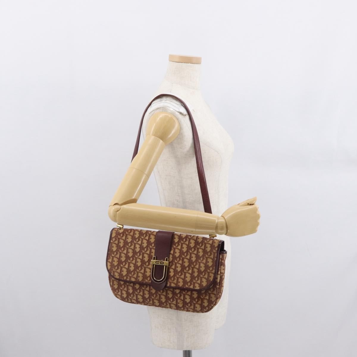 Christian Dior Vintage Cd Trotter Shoulder Bag Canvas Red Canvas Shoulder Bag Bag (Pre-Owned)