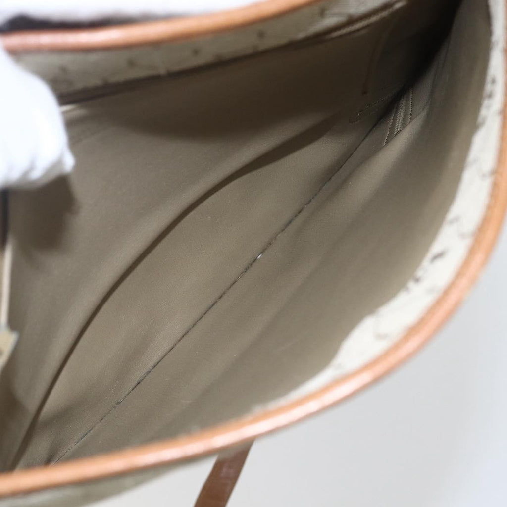 Christian Dior Vintage Honeycomb Shoulder Bag Canvas And Leather Beige Canvas Shoulder Bag Bag (Pre-Owned)