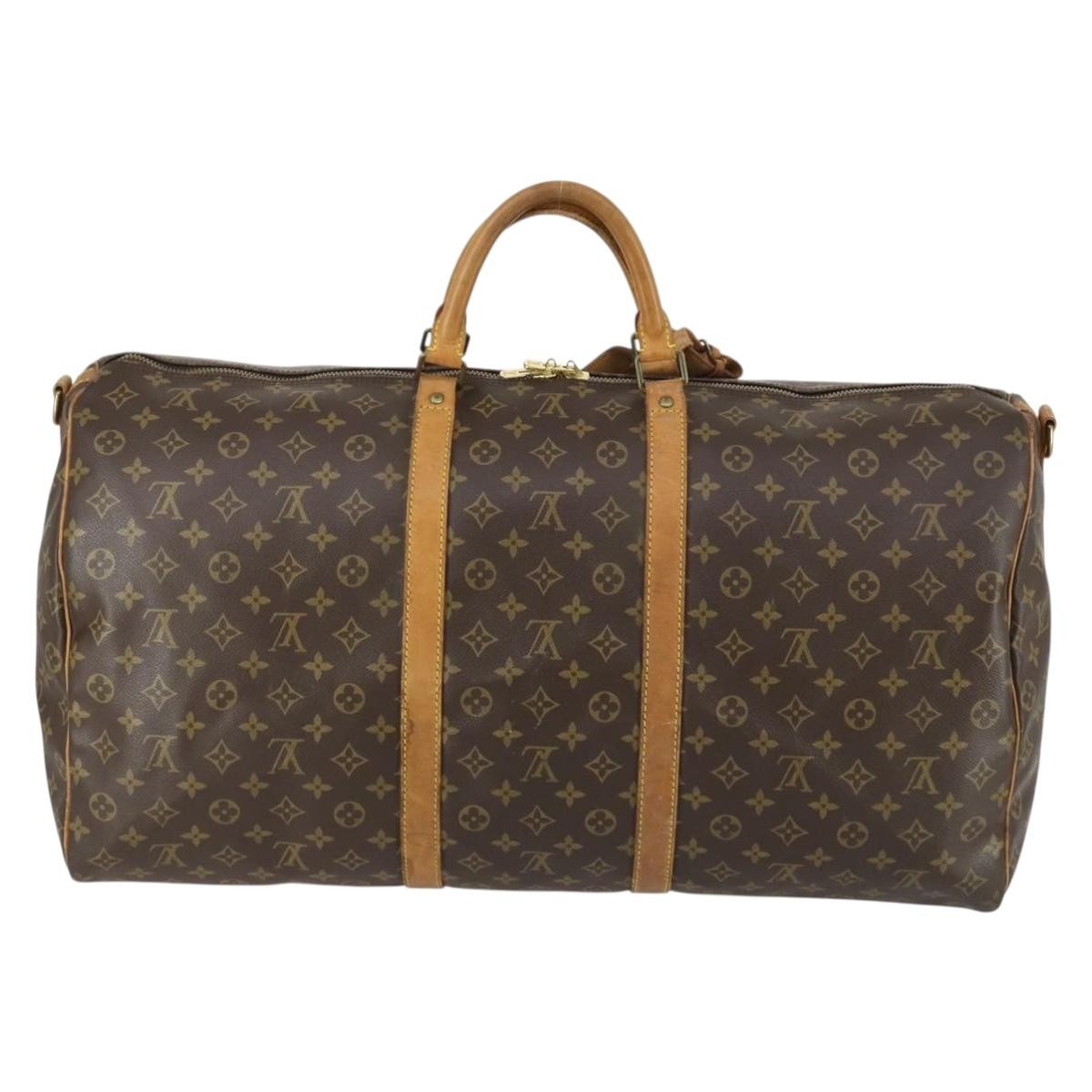 Louis Vuitton Keepall Bandouliere Bag Monogram Canvas Brown Canvas Travel Bag