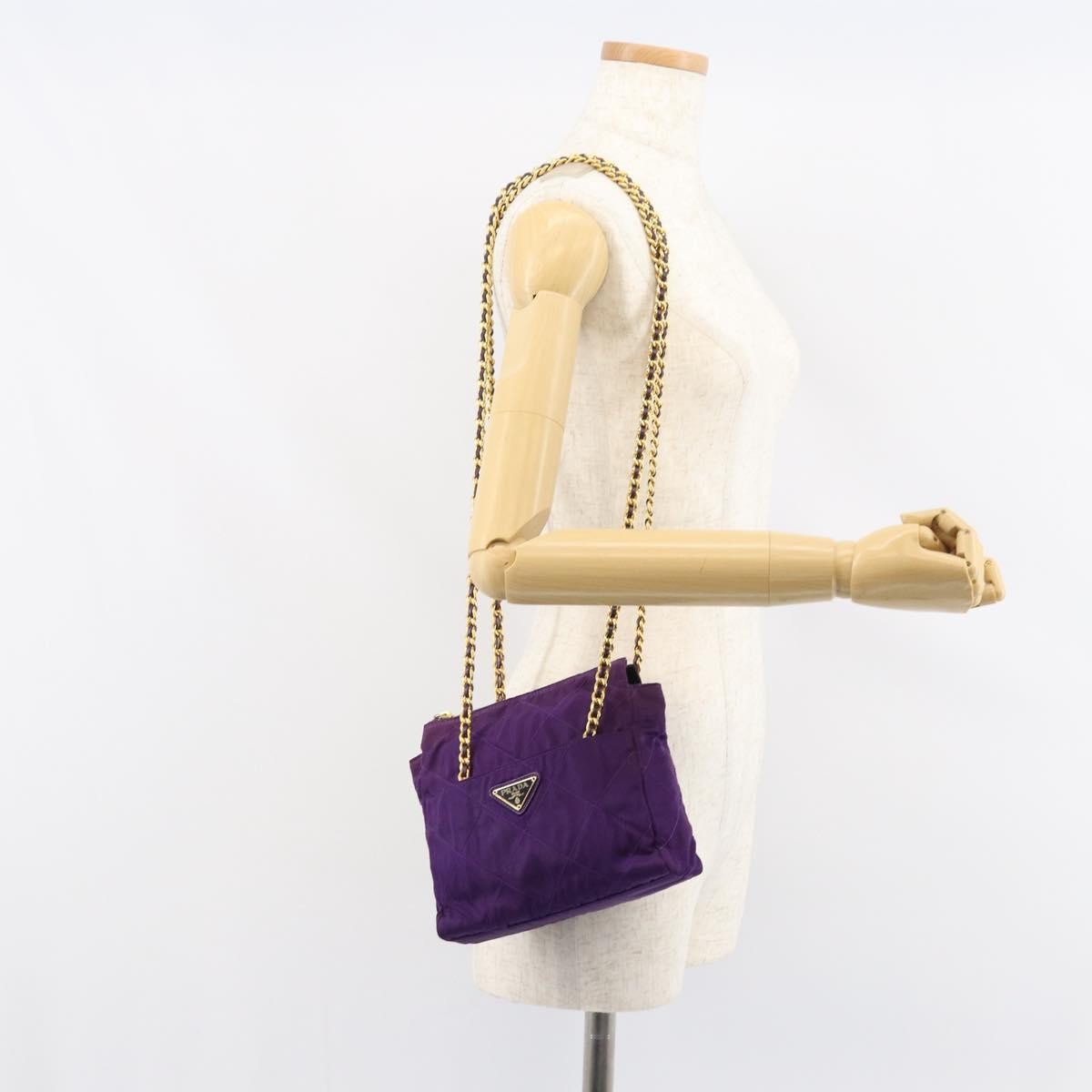 Prada Re-Edition 1995 Chain Tote Quilted Re-Nylon Purple Nylon Shoulder Bag Bag