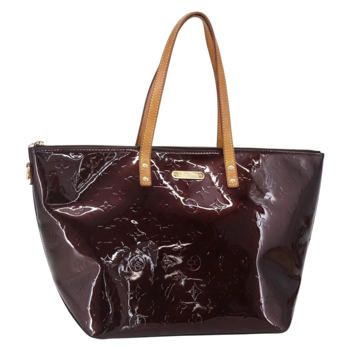 Louis Vuitton Bellevue Handbag Monogram Vernis Purple Patent_Leather Tote Bag