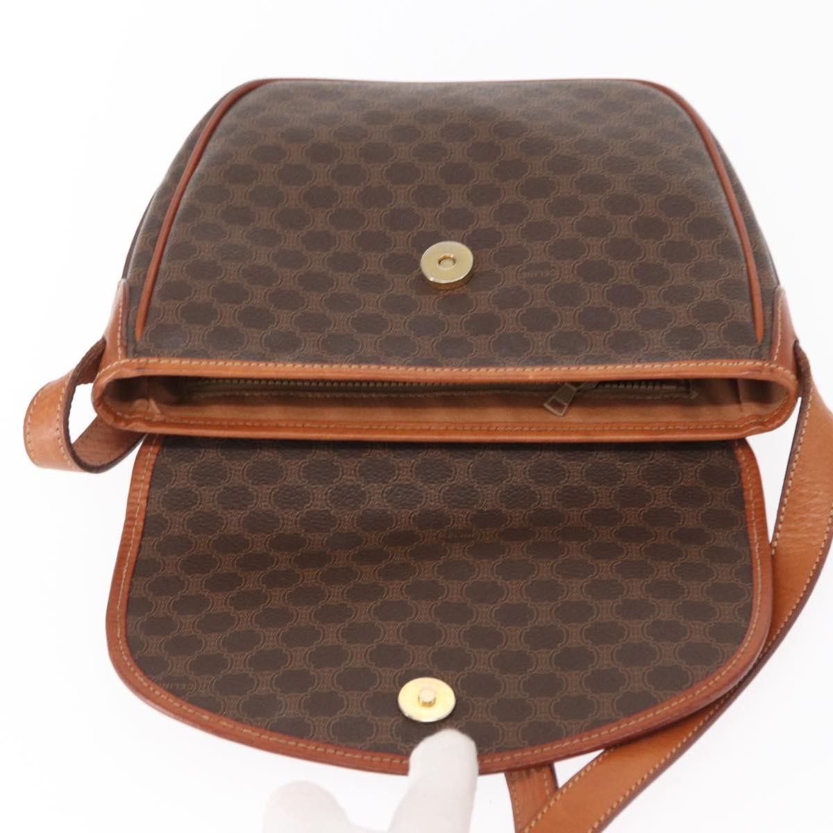 Celine Vintage Macadam Shoulder Bag Canvas And Leather Brown Canvas Shoulder Bag Bag