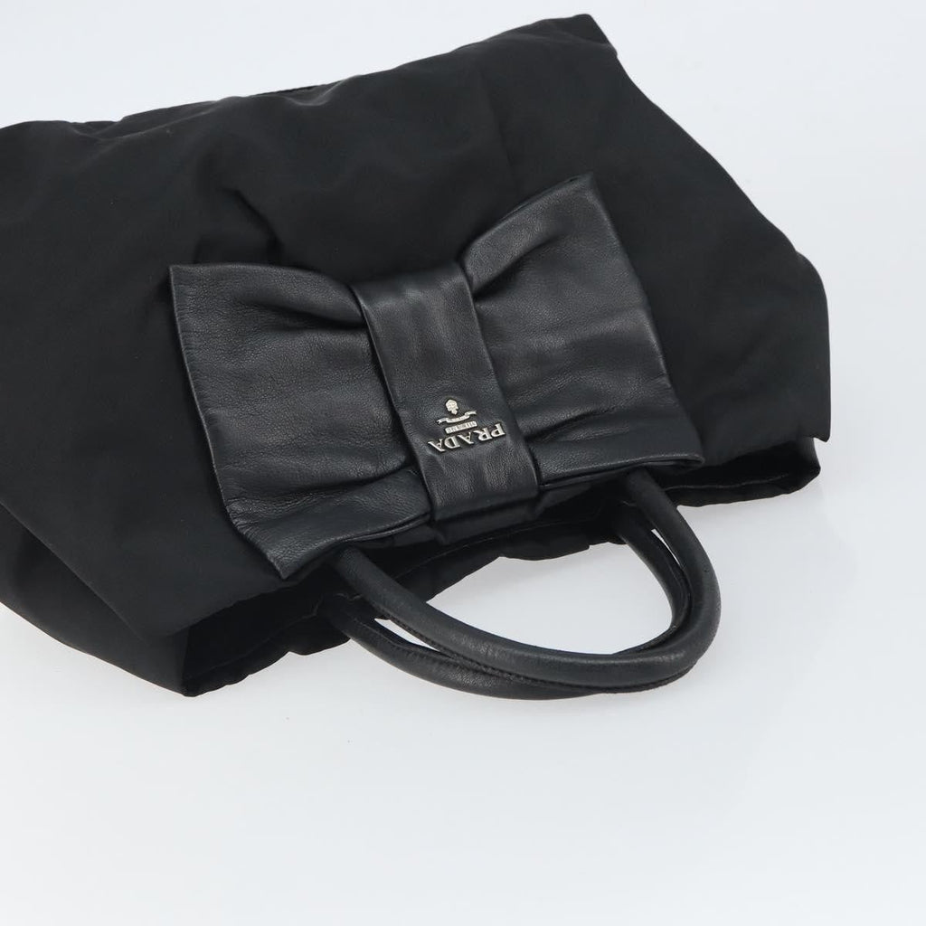 Prada Bow Tote Tessuto With Leather Black Nylon Tote Bag Bag