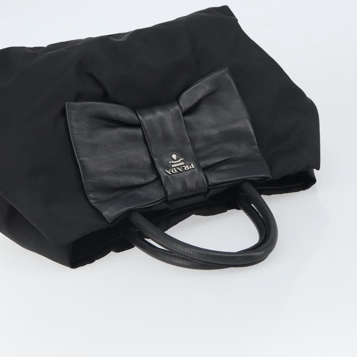 Prada Bow Tote Tessuto With Leather Black Nylon Tote Bag Bag