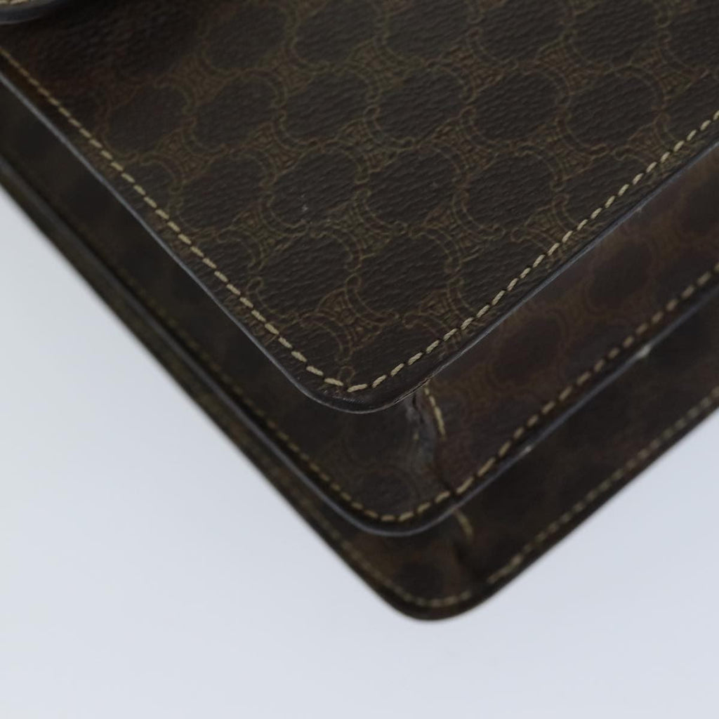 Celine Macadam Handbag Macadam With Leather Brown Canvas Handbag
