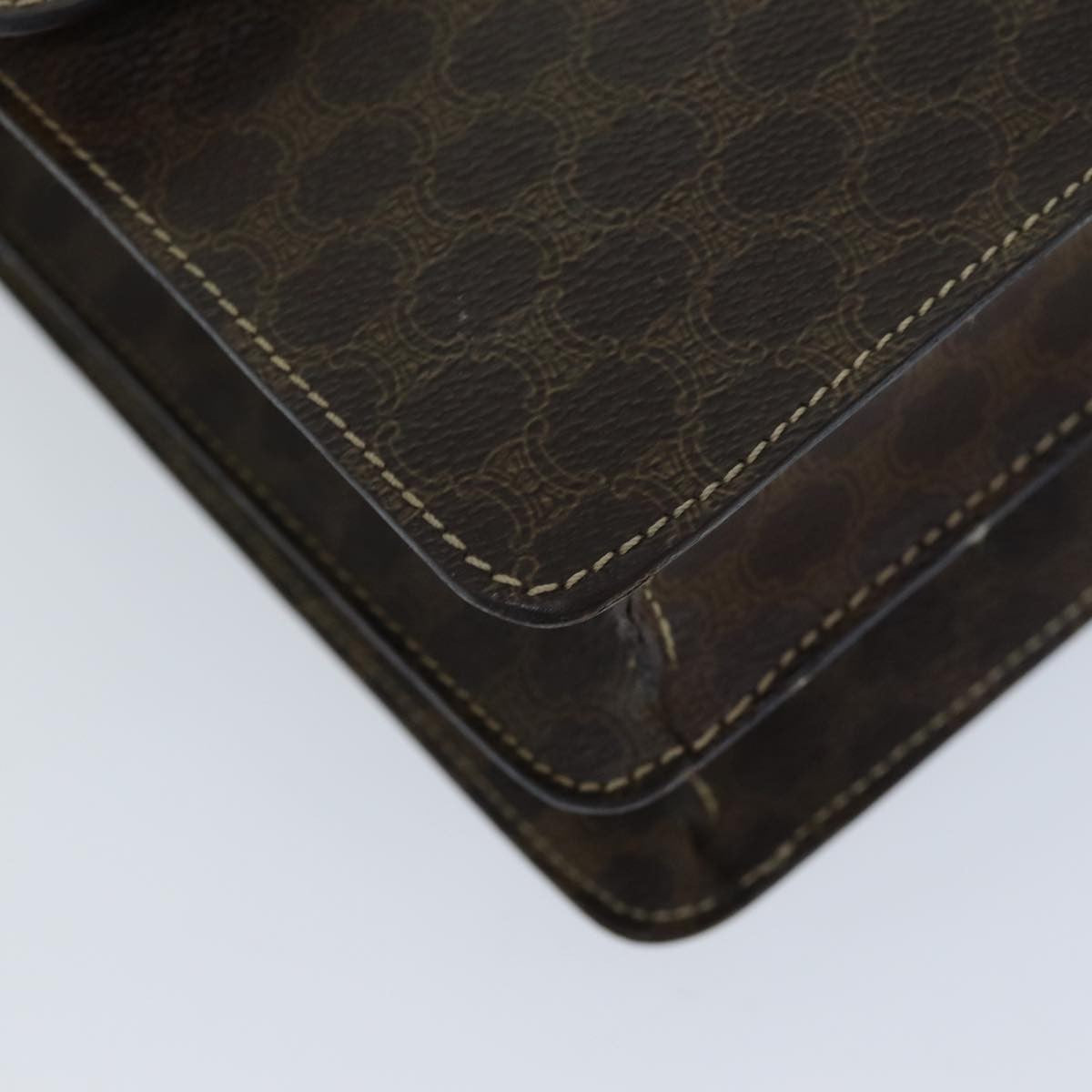 Celine Macadam Handbag Macadam With Leather Brown Canvas Handbag