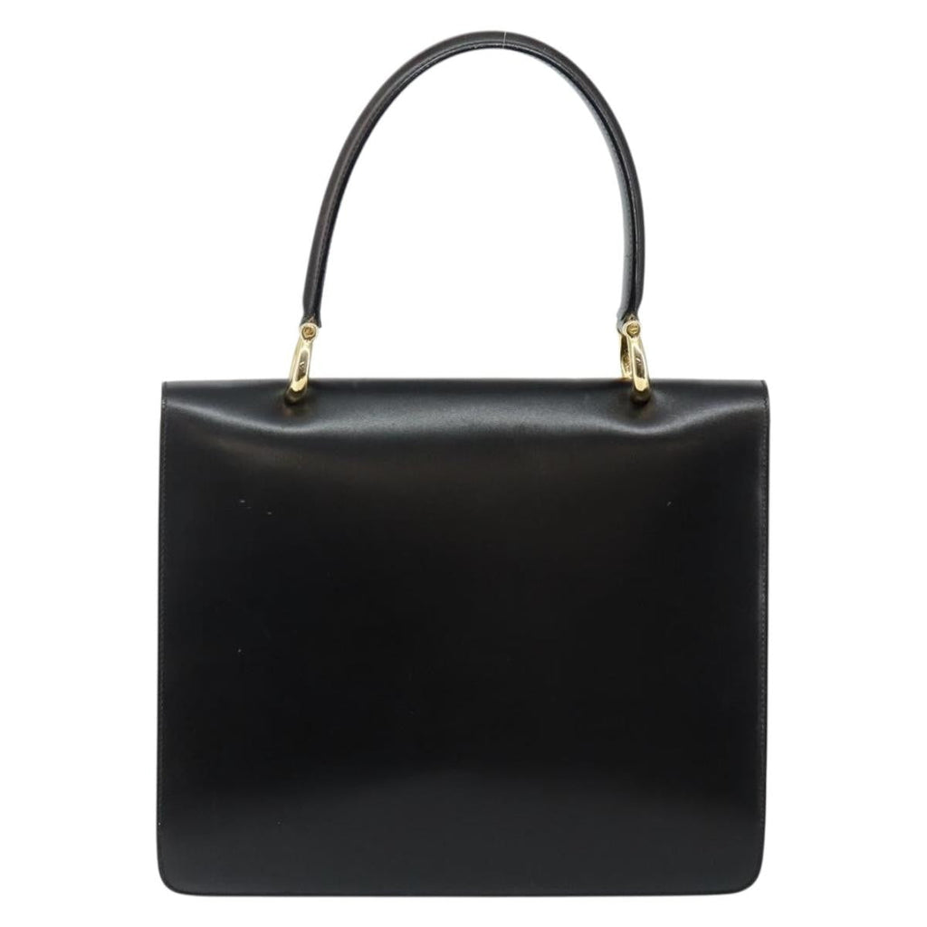 Celine Vintage Top Handle Bag Glazed Leather Black Leather Bag