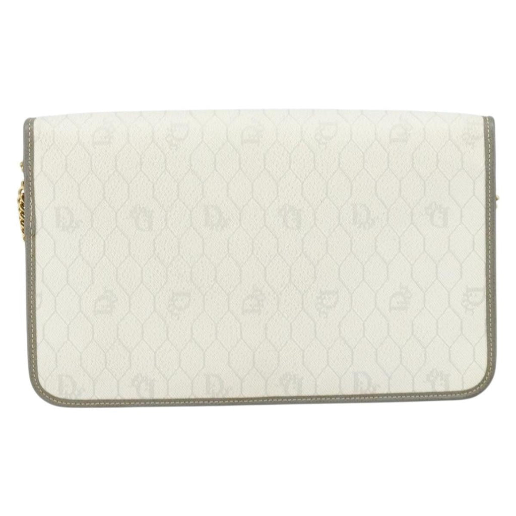 Christian Dior Vintage Honeycomb Chain Canvas White Canvas Shoulder Bag Bag (Pre-Owned)