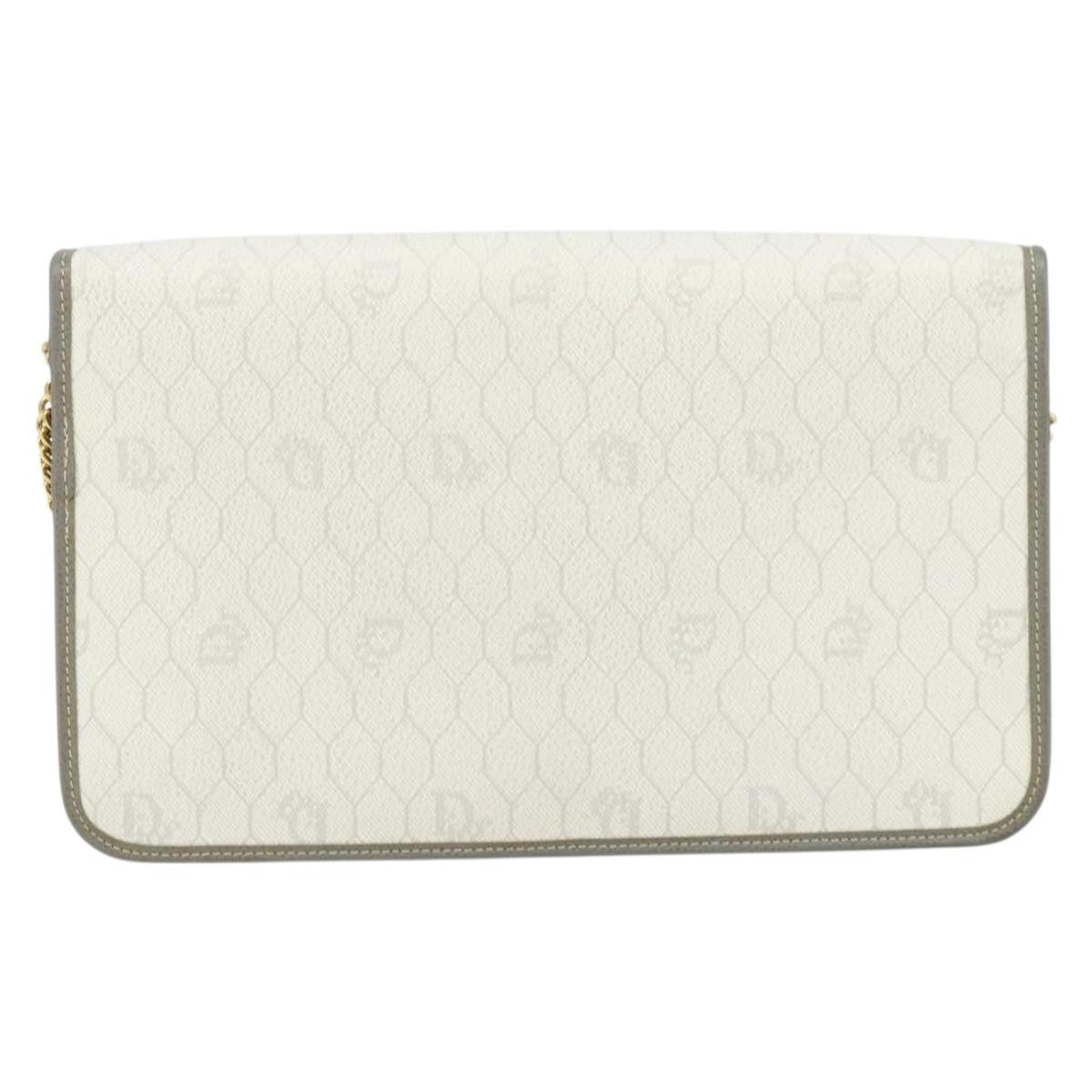Christian Dior Vintage Honeycomb Chain Canvas White Canvas Shoulder Bag Bag (Pre-Owned)