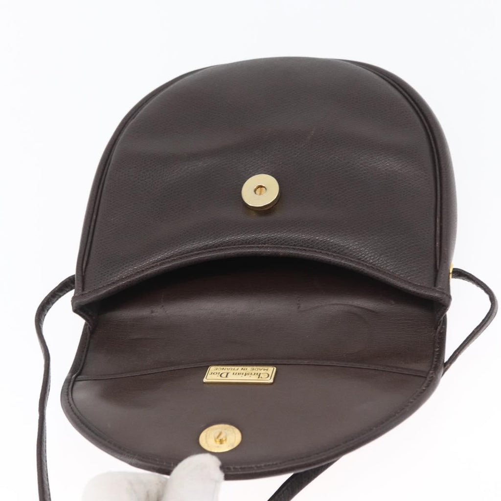 Christian Dior Vintage Cd Logo Shoulder Bag Leather Brown Leather Shoulder Bag Bag (Pre-Owned)