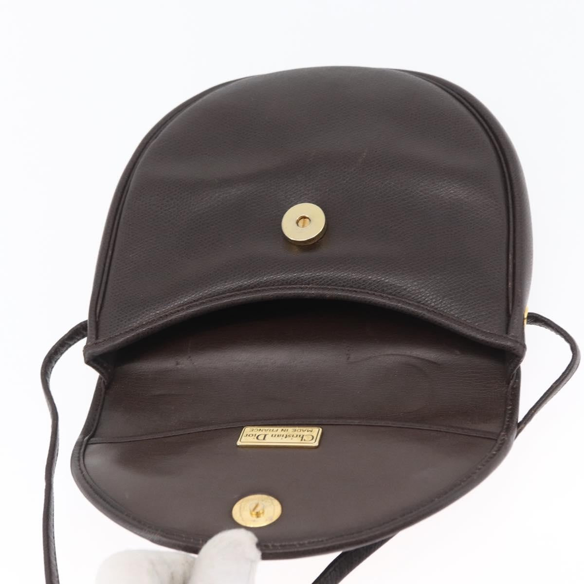 Christian Dior Vintage Cd Logo Shoulder Bag Leather Brown Leather Shoulder Bag Bag (Pre-Owned)