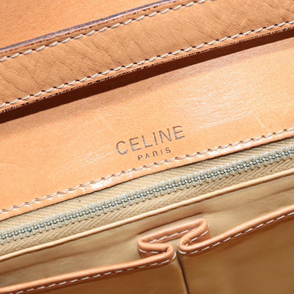 Celine Vintage Macadam Shoulder Bag Canvas And Leather Beige Canvas Shoulder Bag Bag